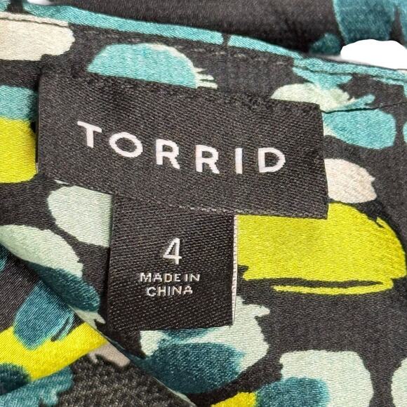 Torrid Satin Surplice Tie Cut Out Back 40260416 Long Sleeve Teal Blouse Top 4X - Picture 16 of 16